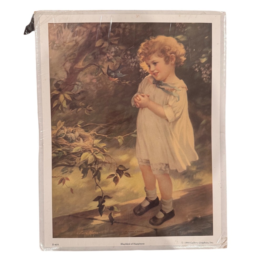 Vintage Print Zula Kenyon Little Girl With "Bluebird of Happiness" 1990 11 X 14